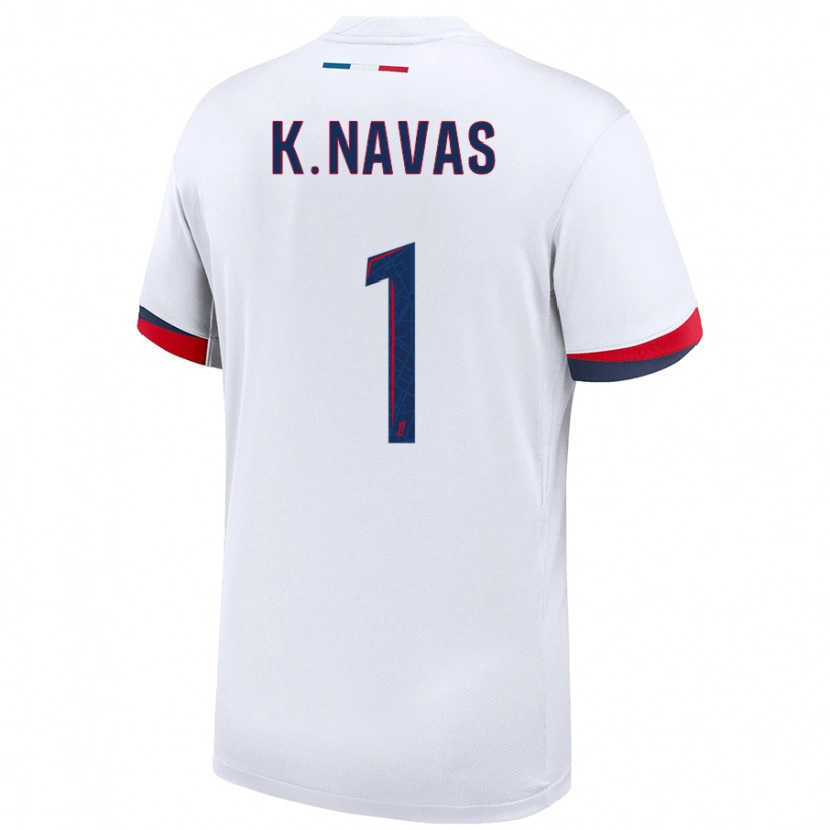 Danxen Niño Camiseta Keylor Navas #1 Blanco Azul Rojo 2ª Equipación 2024/25 La Camisa