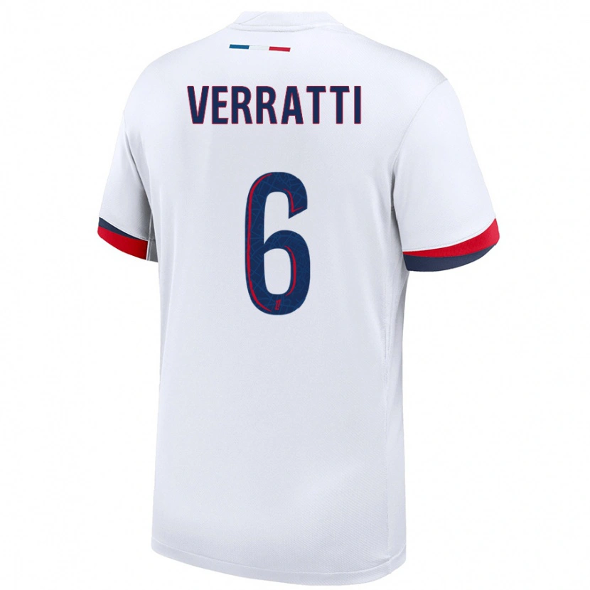 Danxen Niño Camiseta Marco Verratti #6 Blanco Azul Rojo 2ª Equipación 2024/25 La Camisa