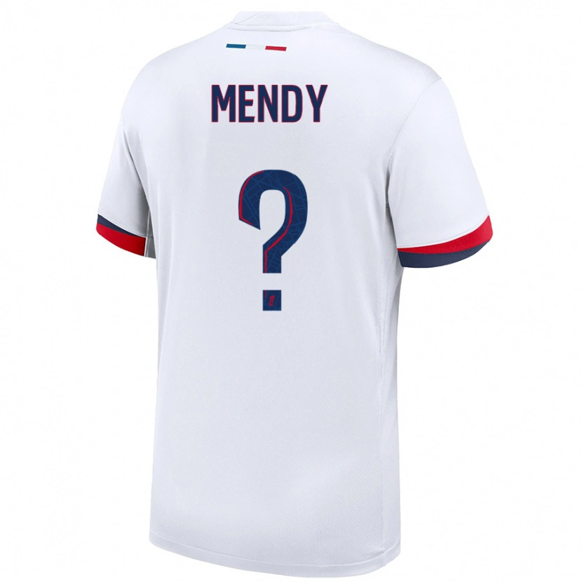 Danxen Niño Camiseta Tony Mendy #0 Blanco Azul Rojo 2ª Equipación 2024/25 La Camisa