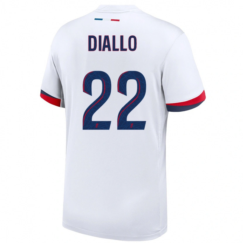 Danxen Niño Camiseta Abdou Diallo #22 Blanco Azul Rojo 2ª Equipación 2024/25 La Camisa