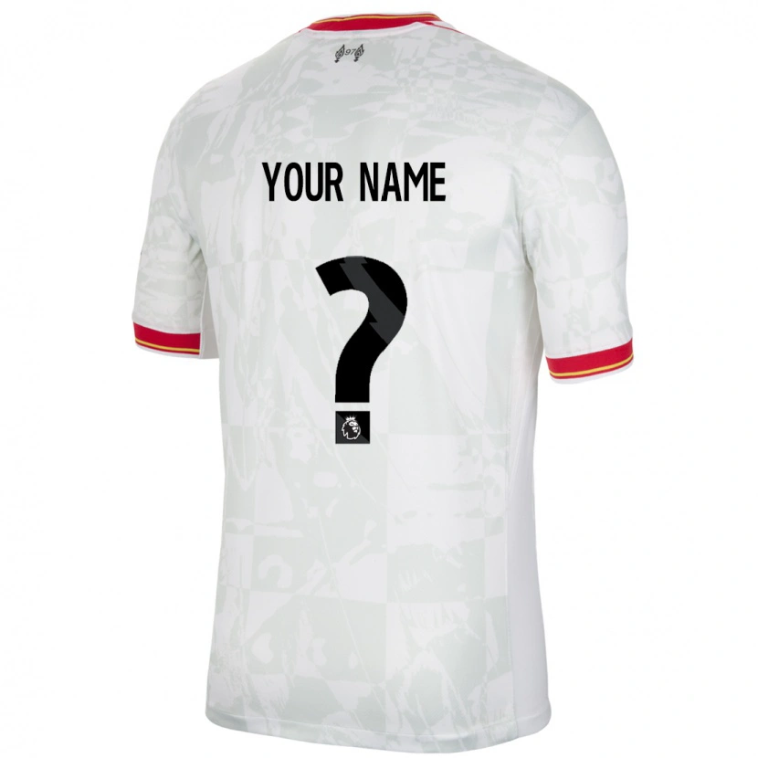 Danxen Niño Camiseta Su Nombre #0 Blanco Rojo Negro Equipación Tercera 2024/25 La Camisa