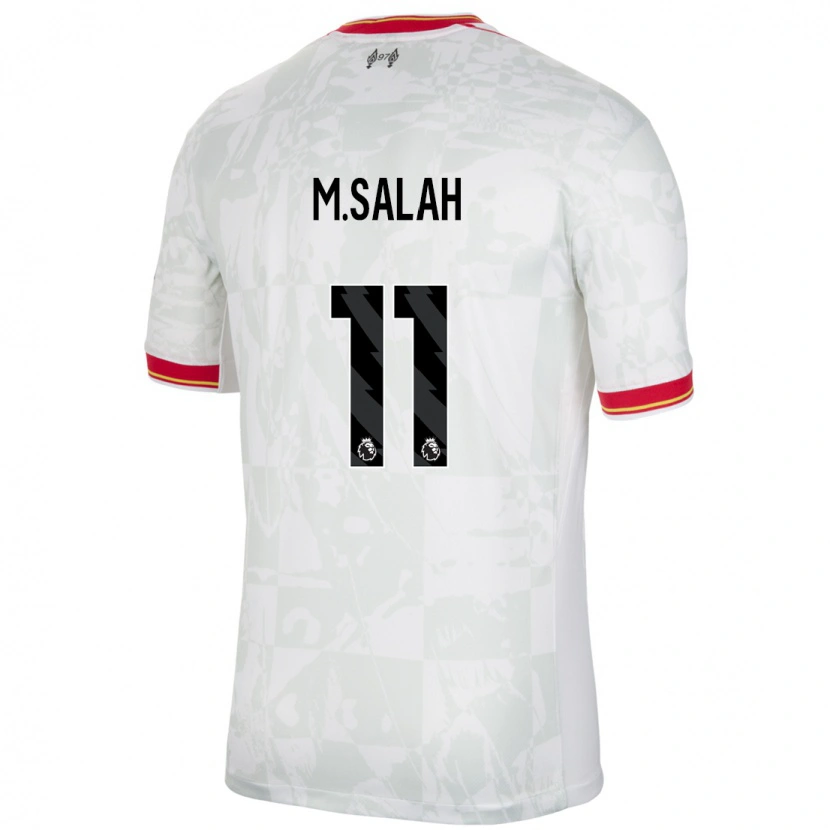 Danxen Niño Camiseta Mohamed Salah #11 Blanco Rojo Negro Equipación Tercera 2024/25 La Camisa