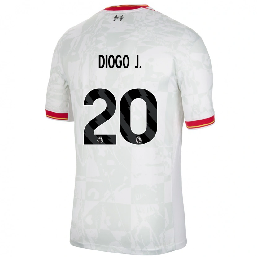 Danxen Niño Camiseta Diogo Jota #20 Blanco Rojo Negro Equipación Tercera 2024/25 La Camisa