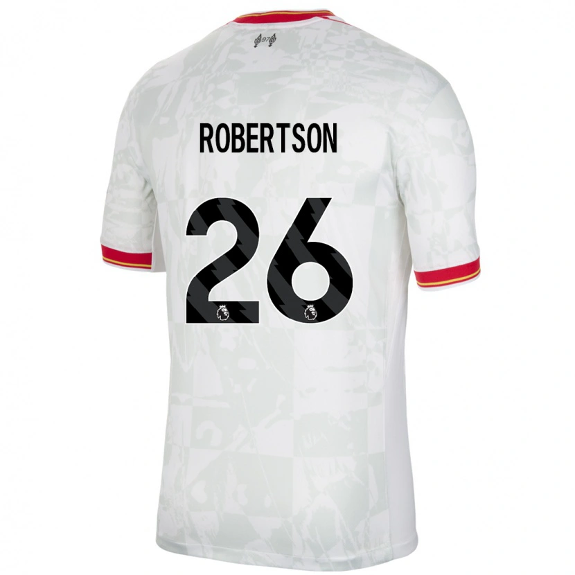 Danxen Niño Camiseta Andrew Robertson #26 Blanco Rojo Negro Equipación Tercera 2024/25 La Camisa