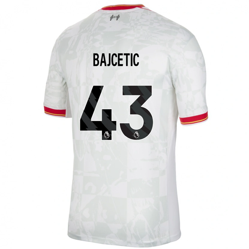 Danxen Niño Camiseta Stefan Bajcetic #43 Blanco Rojo Negro Equipación Tercera 2024/25 La Camisa