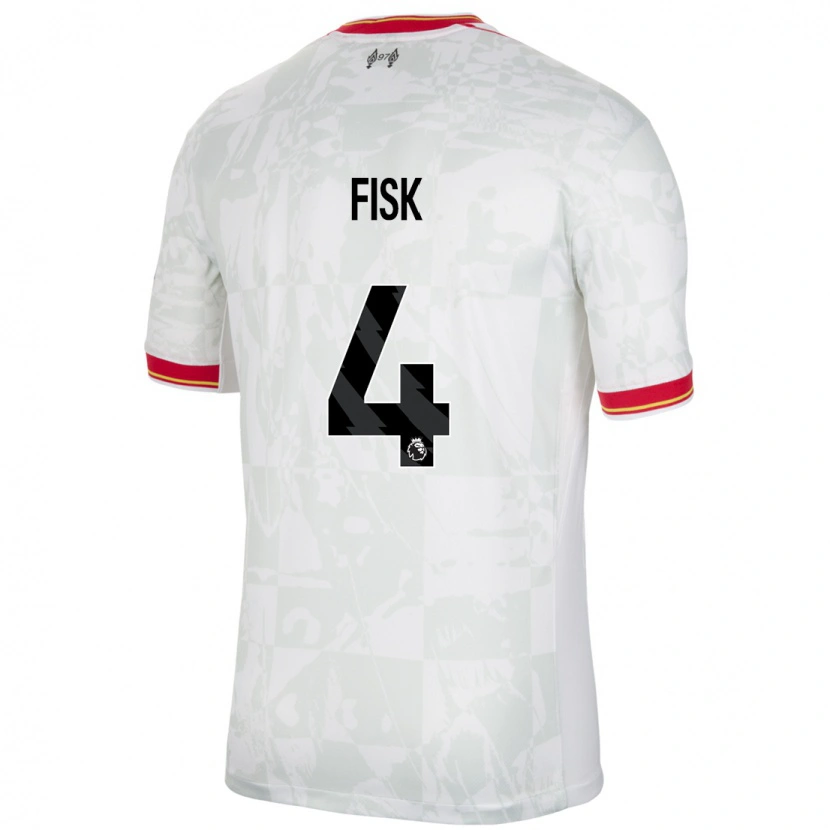 Danxen Niño Camiseta Grace Fisk #4 Blanco Rojo Negro Equipación Tercera 2024/25 La Camisa