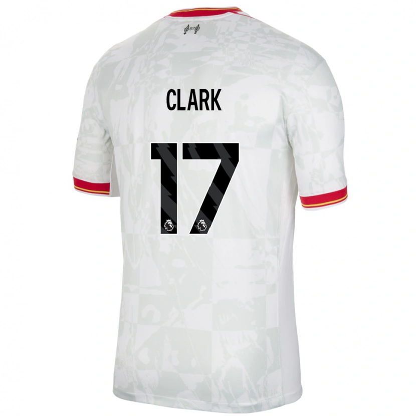 Danxen Niño Camiseta Jenna Clark #17 Blanco Rojo Negro Equipación Tercera 2024/25 La Camisa