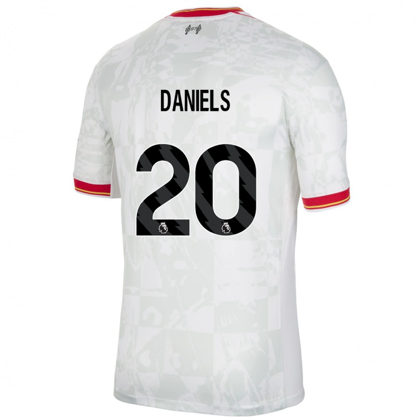 Danxen Niño Camiseta Yana Daniëls #20 Blanco Rojo Negro Equipación Tercera 2024/25 La Camisa