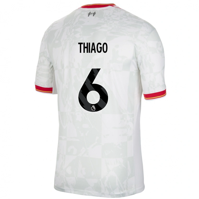 Danxen Niño Camiseta Thiago #6 Blanco Rojo Negro Equipación Tercera 2024/25 La Camisa