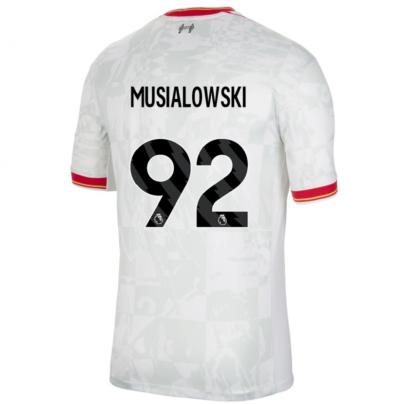 Danxen Niño Camiseta Mateusz Musialowski #92 Blanco Rojo Negro Equipación Tercera 2024/25 La Camisa