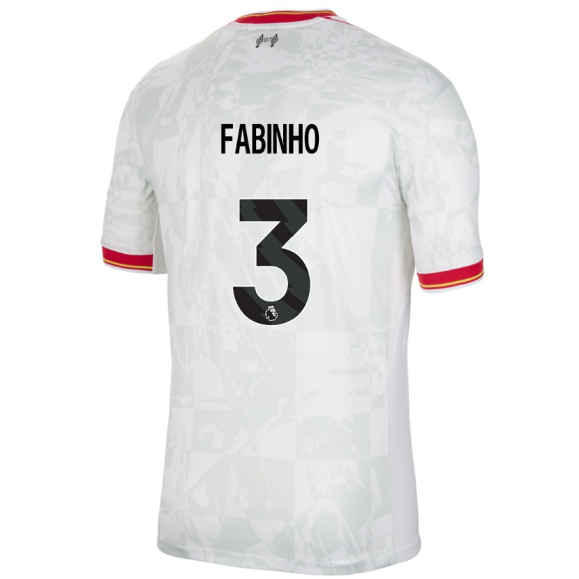 Danxen Niño Camiseta Fabinho #3 Blanco Rojo Negro Equipación Tercera 2024/25 La Camisa