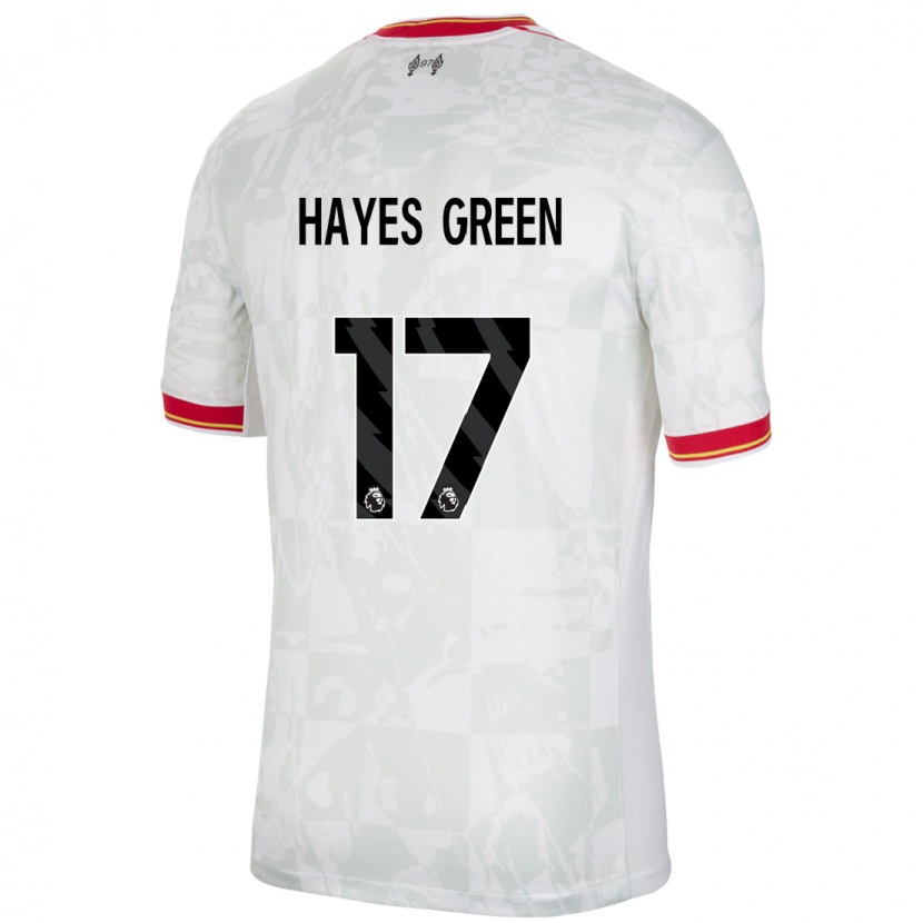 Danxen Niño Camiseta Charlie Hayes-Green #17 Blanco Rojo Negro Equipación Tercera 2024/25 La Camisa