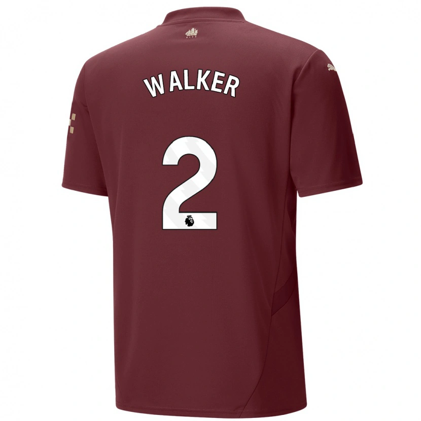 Danxen Niño Camiseta Kyle Walker #2 Granate Equipación Tercera 2024/25 La Camisa