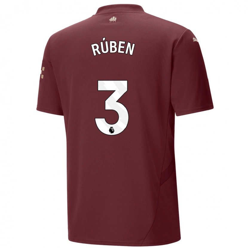 Danxen Niño Camiseta Rúben Dias #3 Granate Equipación Tercera 2024/25 La Camisa