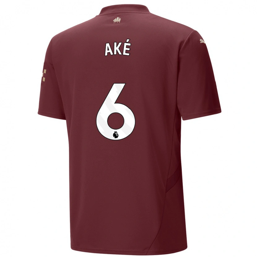 Danxen Niño Camiseta Nathan Aké #6 Granate Equipación Tercera 2024/25 La Camisa