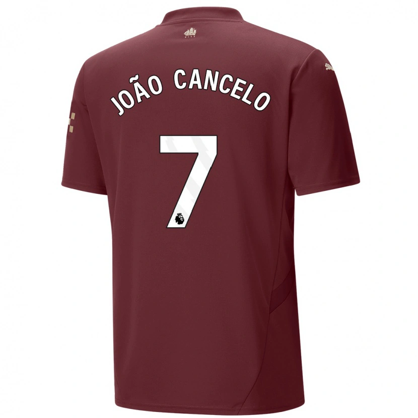 Danxen Niño Camiseta João Cancelo #7 Granate Equipación Tercera 2024/25 La Camisa