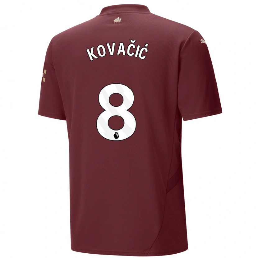 Danxen Niño Camiseta Mateo Kovacic #8 Granate Equipación Tercera 2024/25 La Camisa