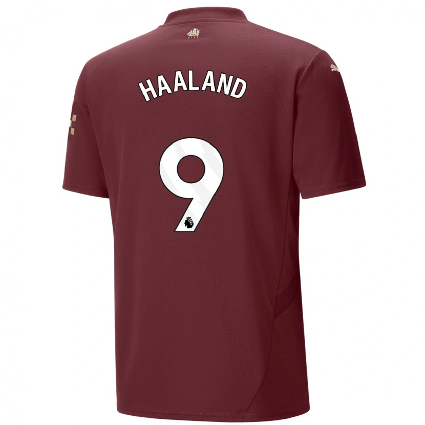 Danxen Niño Camiseta Erling Haaland #9 Granate Equipación Tercera 2024/25 La Camisa