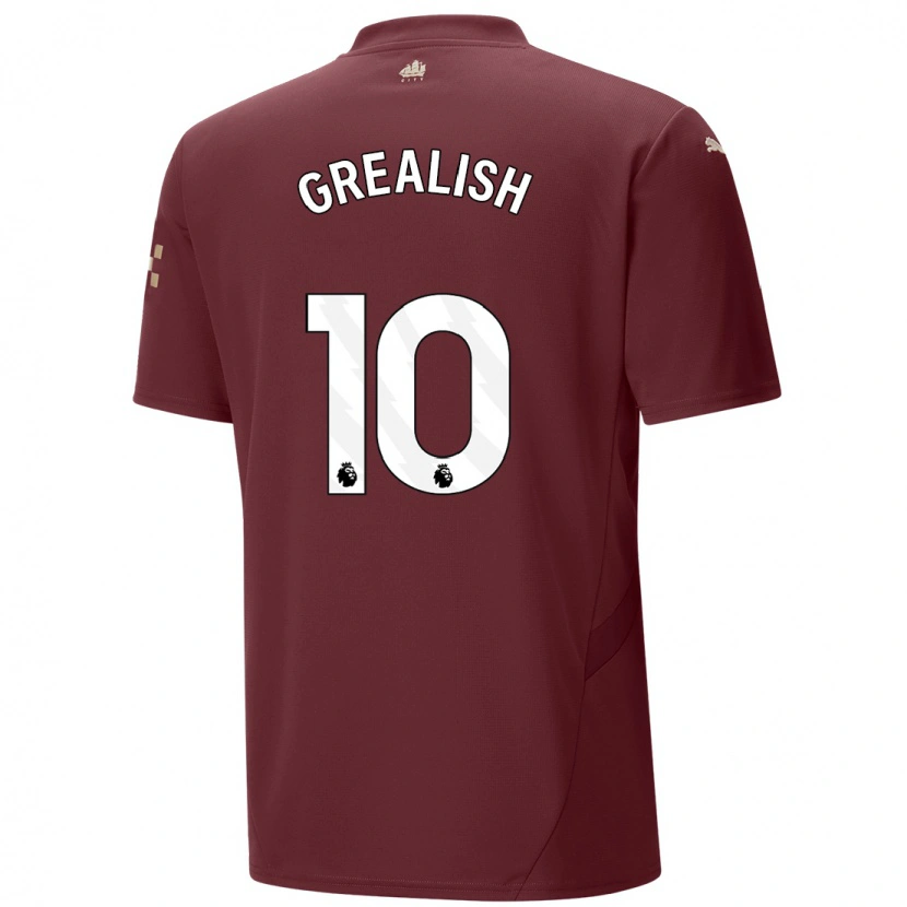 Danxen Niño Camiseta Jack Grealish #10 Granate Equipación Tercera 2024/25 La Camisa