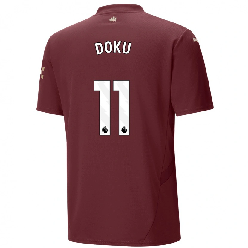 Danxen Niño Camiseta Jérémy Doku #11 Granate Equipación Tercera 2024/25 La Camisa