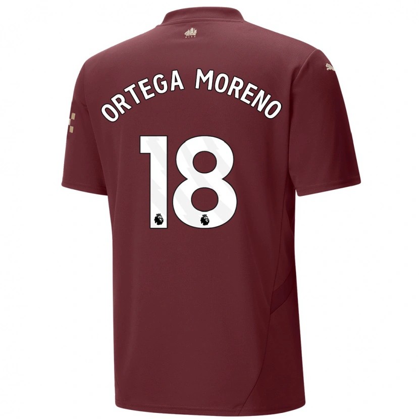 Danxen Niño Camiseta Stefan Ortega #18 Granate Equipación Tercera 2024/25 La Camisa