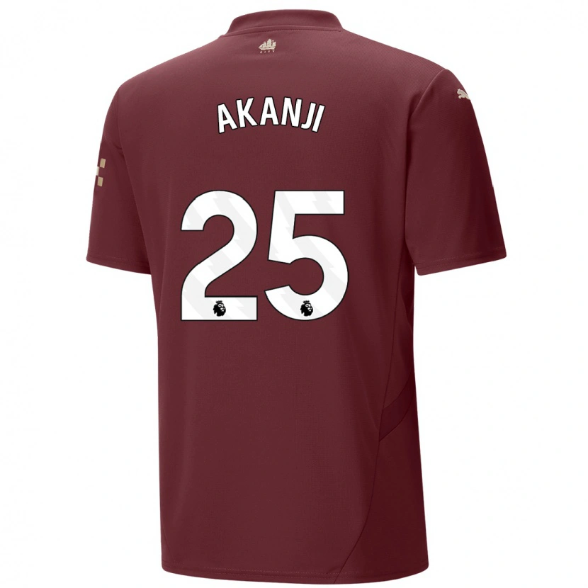 Danxen Niño Camiseta Manuel Akanji #25 Granate Equipación Tercera 2024/25 La Camisa