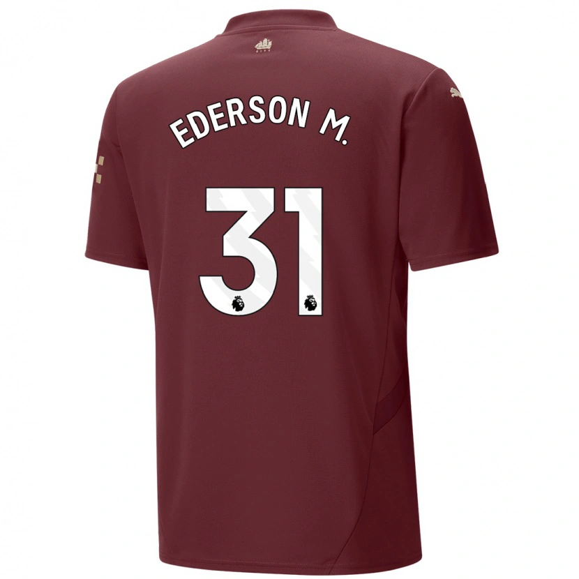 Danxen Niño Camiseta Ederson #31 Granate Equipación Tercera 2024/25 La Camisa