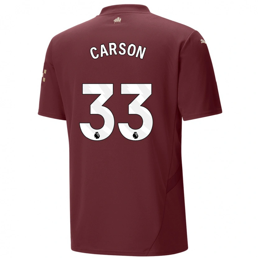 Danxen Niño Camiseta Scott Carson #33 Granate Equipación Tercera 2024/25 La Camisa