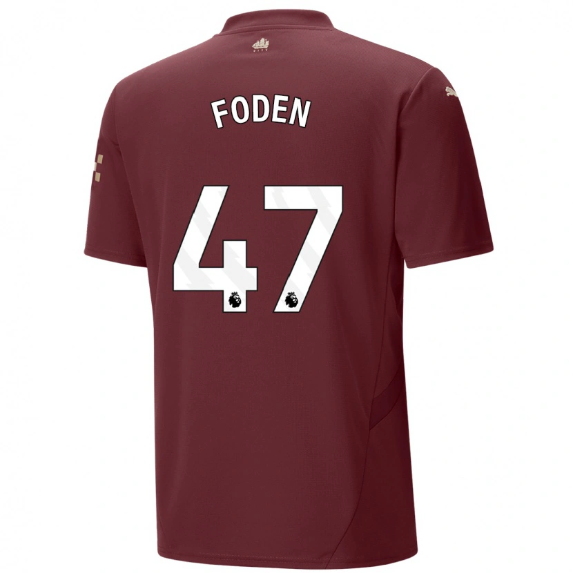 Danxen Niño Camiseta Phil Foden #47 Granate Equipación Tercera 2024/25 La Camisa