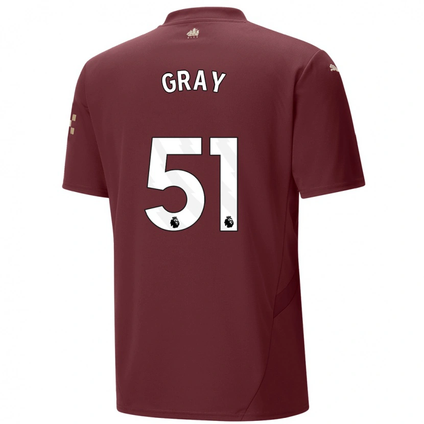 Danxen Niño Camiseta Charlie Gray #51 Granate Equipación Tercera 2024/25 La Camisa