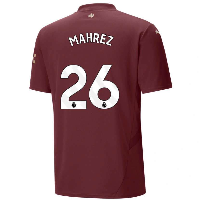 Danxen Niño Camiseta Riyad Mahrez #26 Granate Equipación Tercera 2024/25 La Camisa