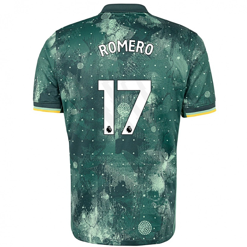 Danxen Niño Camiseta Cristian Romero #17 Verde Menta Equipación Tercera 2024/25 La Camisa