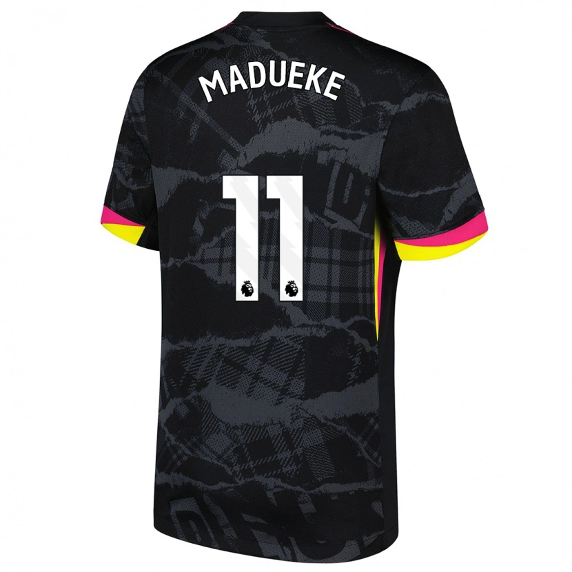 Danxen Niño Camiseta Noni Madueke #11 Negro Rosa Equipación Tercera 2024/25 La Camisa