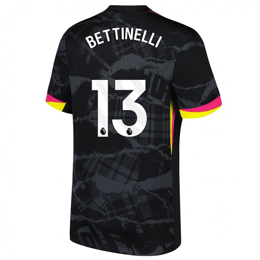 Danxen Niño Camiseta Marcus Bettinelli #13 Negro Rosa Equipación Tercera 2024/25 La Camisa