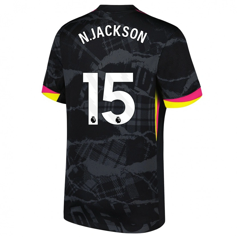 Danxen Niño Camiseta Nicolas Jackson #15 Negro Rosa Equipación Tercera 2024/25 La Camisa