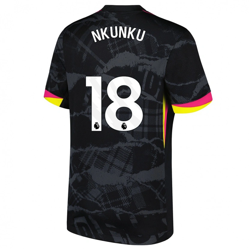 Danxen Niño Camiseta Christopher Nkunku #18 Negro Rosa Equipación Tercera 2024/25 La Camisa