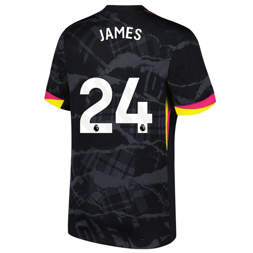 Danxen Niño Camiseta Reece James #24 Negro Rosa Equipación Tercera 2024/25 La Camisa