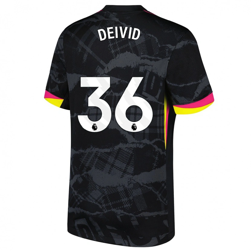 Danxen Niño Camiseta Deivid Washington #36 Negro Rosa Equipación Tercera 2024/25 La Camisa