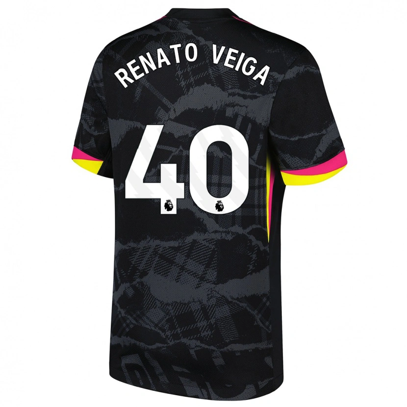 Danxen Niño Camiseta Renato Veiga #40 Negro Rosa Equipación Tercera 2024/25 La Camisa