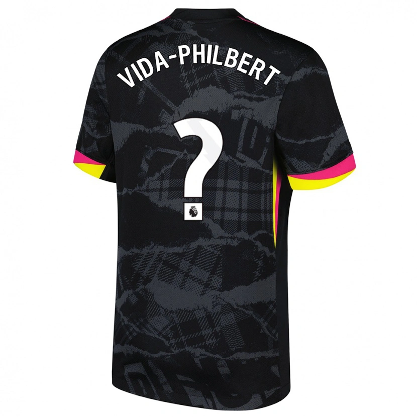 Danxen Niño Camiseta Joel Vida-Philbert #0 Negro Rosa Equipación Tercera 2024/25 La Camisa