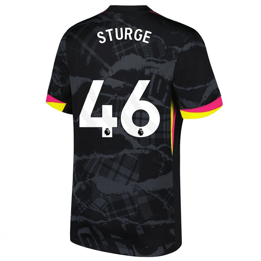 Danxen Niño Camiseta Zak Sturge #46 Negro Rosa Equipación Tercera 2024/25 La Camisa