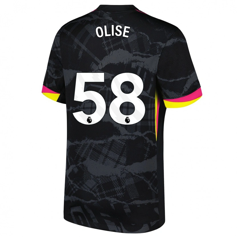 Danxen Niño Camiseta Richard Olise #58 Negro Rosa Equipación Tercera 2024/25 La Camisa