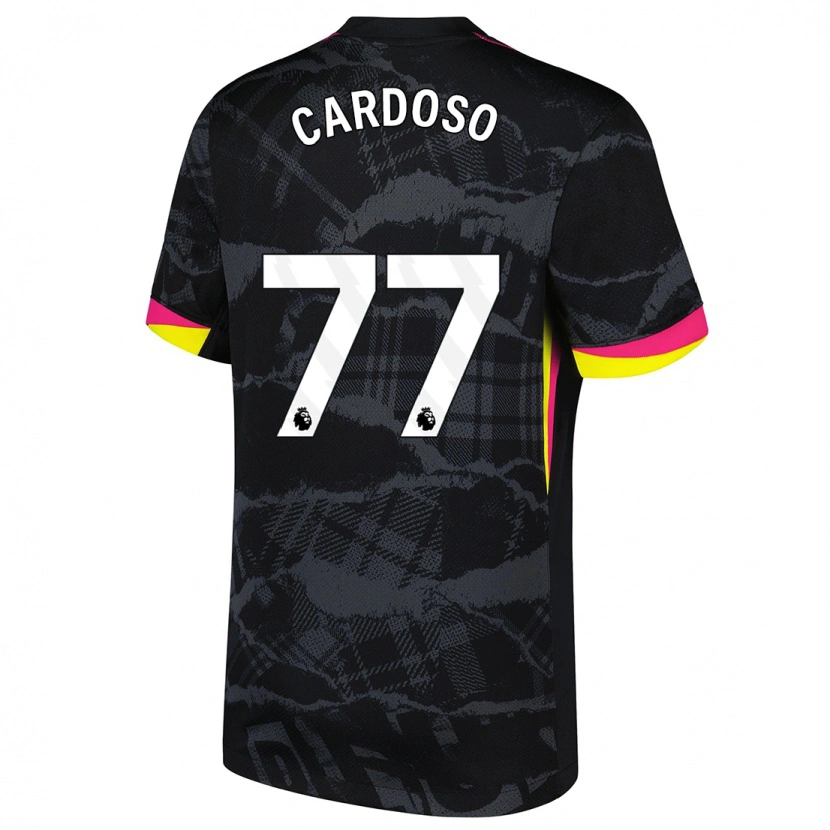 Danxen Niño Camiseta Leo Cardoso #77 Negro Rosa Equipación Tercera 2024/25 La Camisa