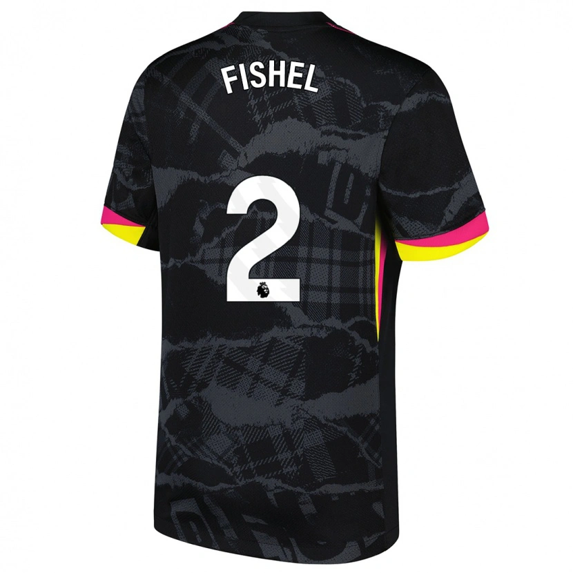 Danxen Niño Camiseta Mia Fishel #2 Negro Rosa Equipación Tercera 2024/25 La Camisa