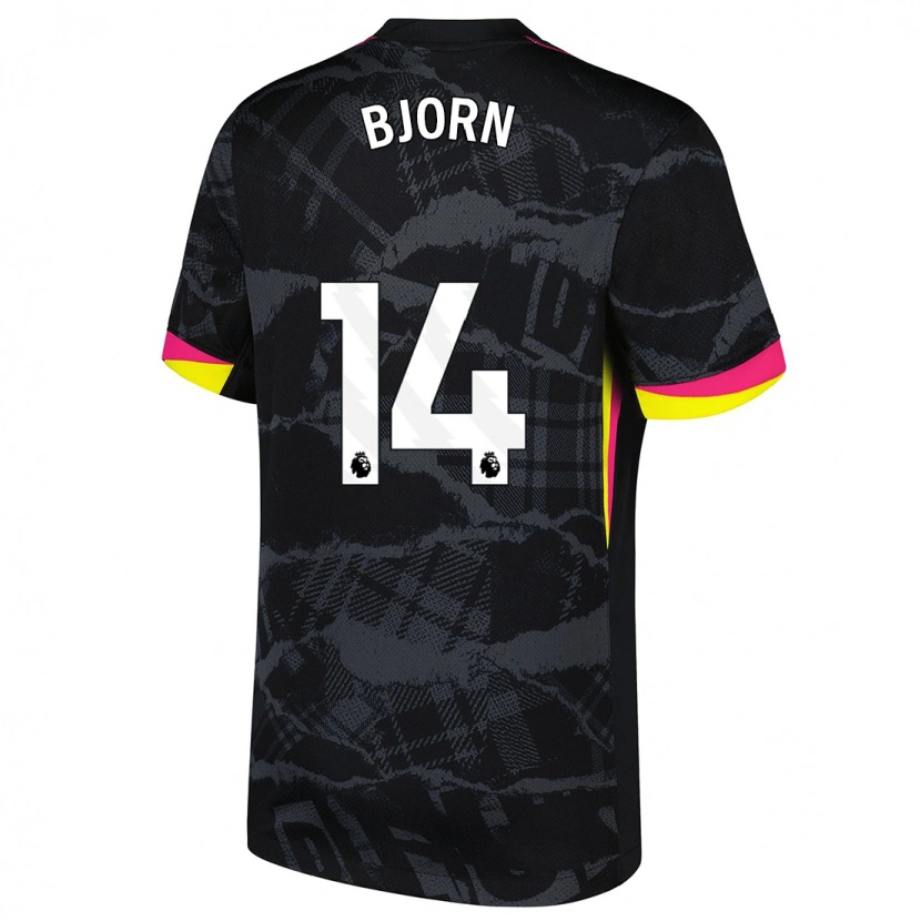 Danxen Niño Camiseta Nathalie Björn #14 Negro Rosa Equipación Tercera 2024/25 La Camisa