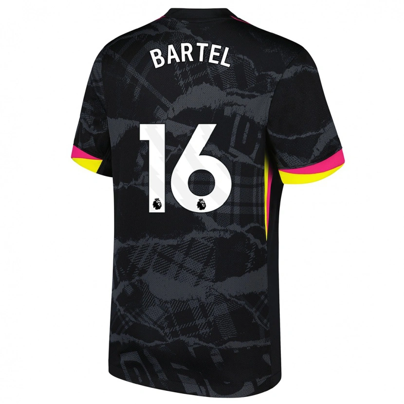 Danxen Niño Camiseta Júlia Bartel #16 Negro Rosa Equipación Tercera 2024/25 La Camisa