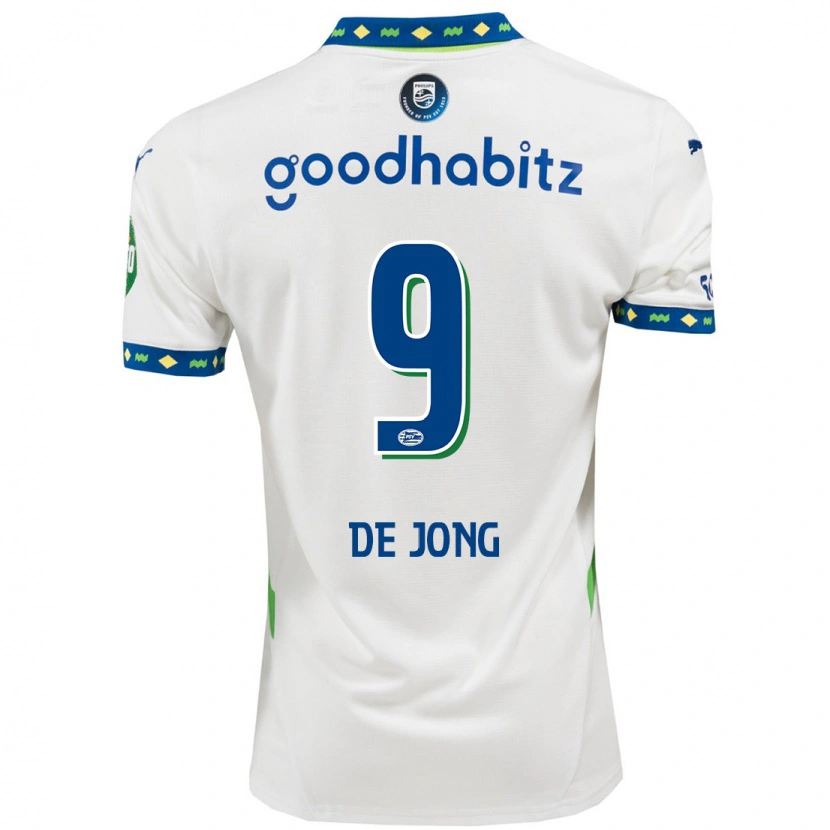 Danxen Niño Camiseta Luuk De Jong #9 Blanco Azul Oscuro Equipación Tercera 2024/25 La Camisa