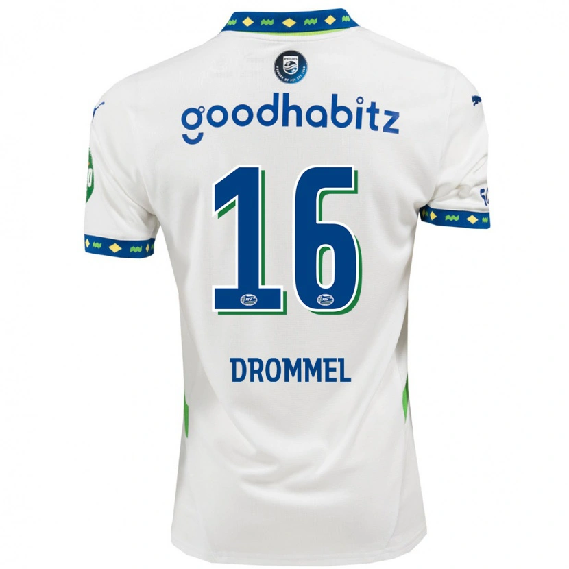 Danxen Niño Camiseta Joël Drommel #16 Blanco Azul Oscuro Equipación Tercera 2024/25 La Camisa