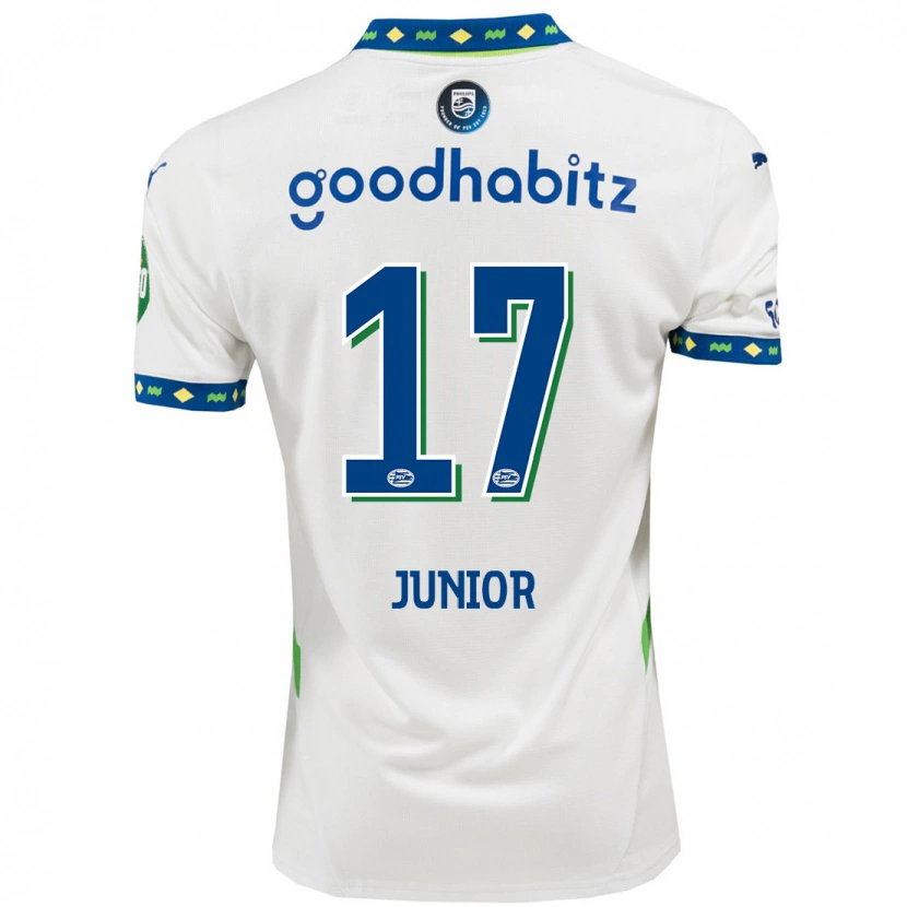 Danxen Niño Camiseta Mauro Júnior #17 Blanco Azul Oscuro Equipación Tercera 2024/25 La Camisa