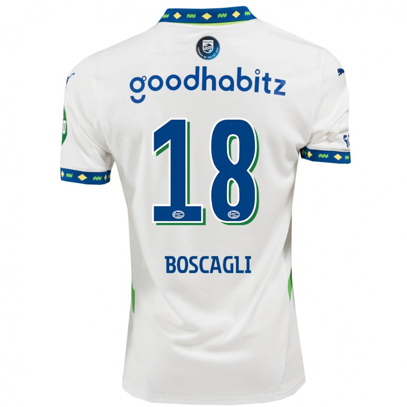 Danxen Niño Camiseta Olivier Boscagli #18 Blanco Azul Oscuro Equipación Tercera 2024/25 La Camisa